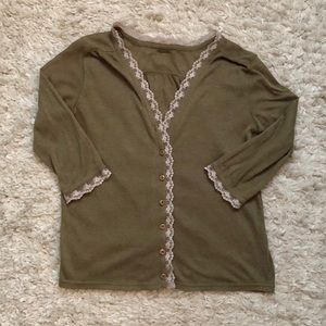 Free People Short Olive Cardigan